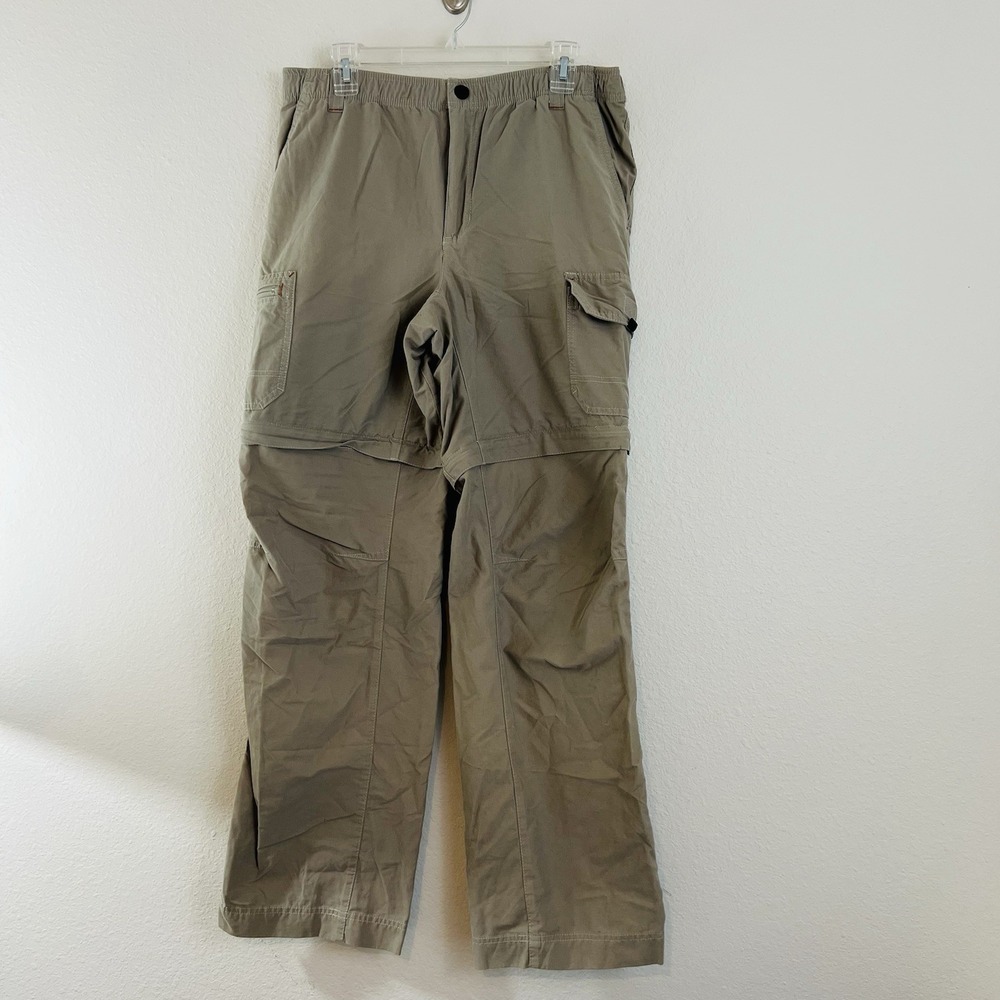 Eddie Bauer Convertible Hiking Pants Men's Size L 34 Beige Outdoor Zip Off